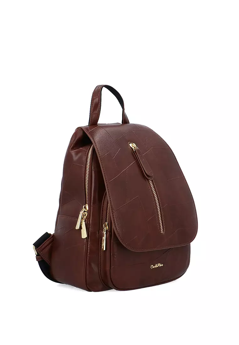 Buy Carlo Rino CR Ariella Sleek Flap Backpack - Dark Brown 2026 Online ...
