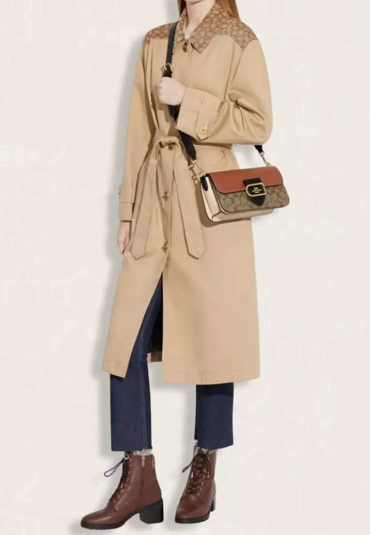 Coach Morgan Shoulder Bag In Colorblock Signature Canvas Khaki Multi