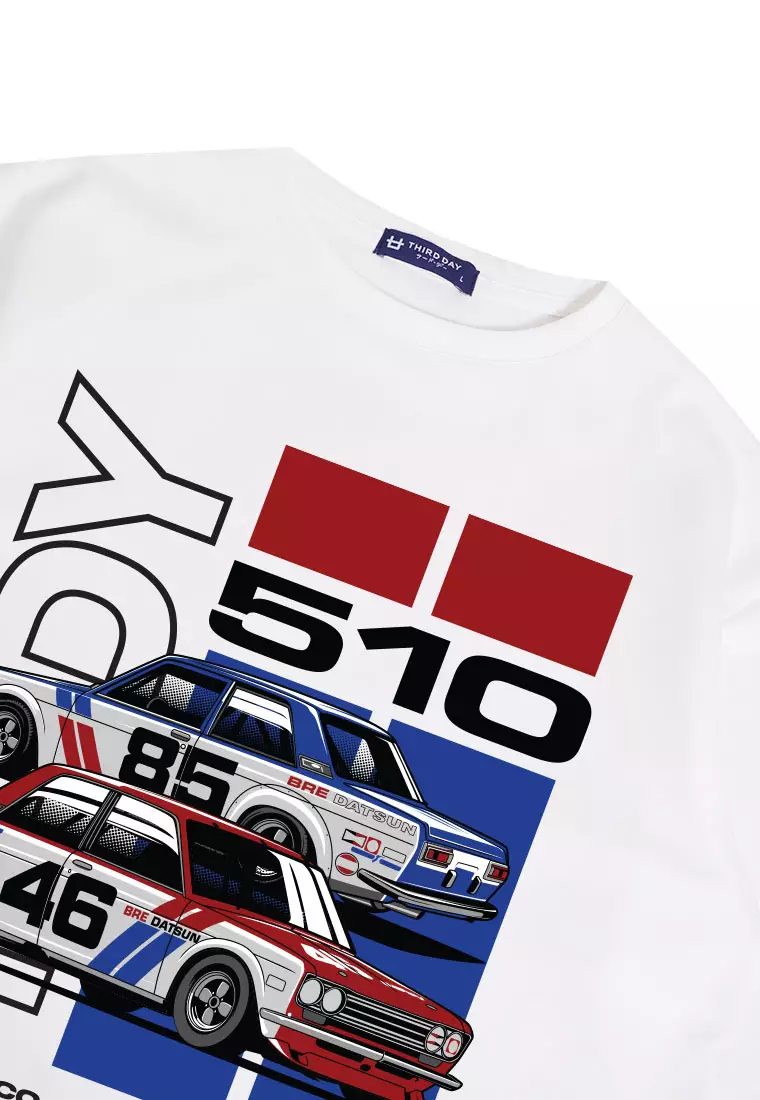 MTP26 kaos oversize gambar mobil sablon besar bahan tebal scuba merah biru putih