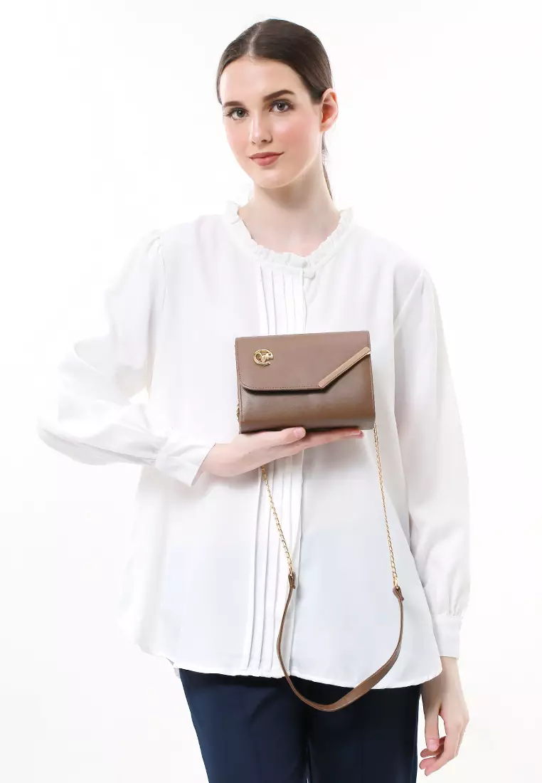 Michela Tas Selempang Wanita Rantai Premium Good Quality - Mocca