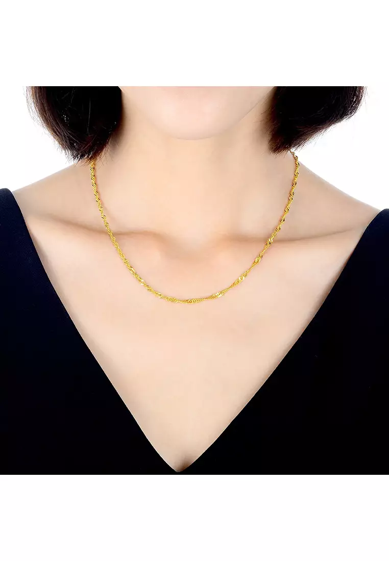 916/22K Gold Hollow Wave Necklace R013 (4.20MM, 60CM)