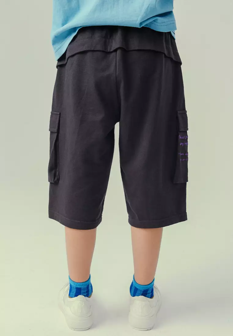 Cargo Shorts With Letter And Graphic Print