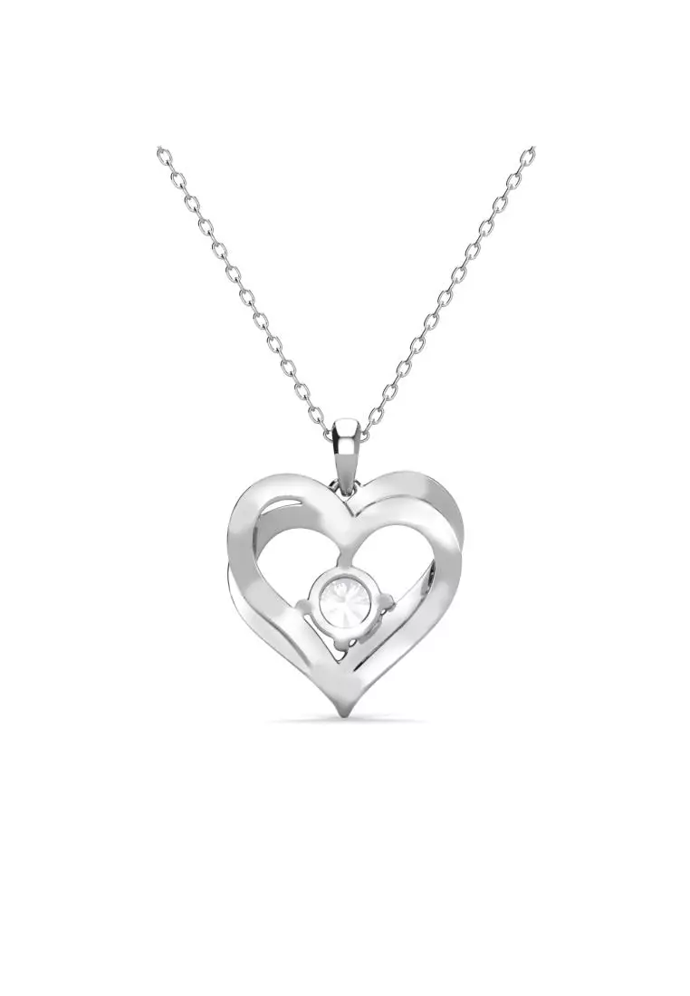 Double Heart Pendant WG - Kalung Crystal by Her Jewellery