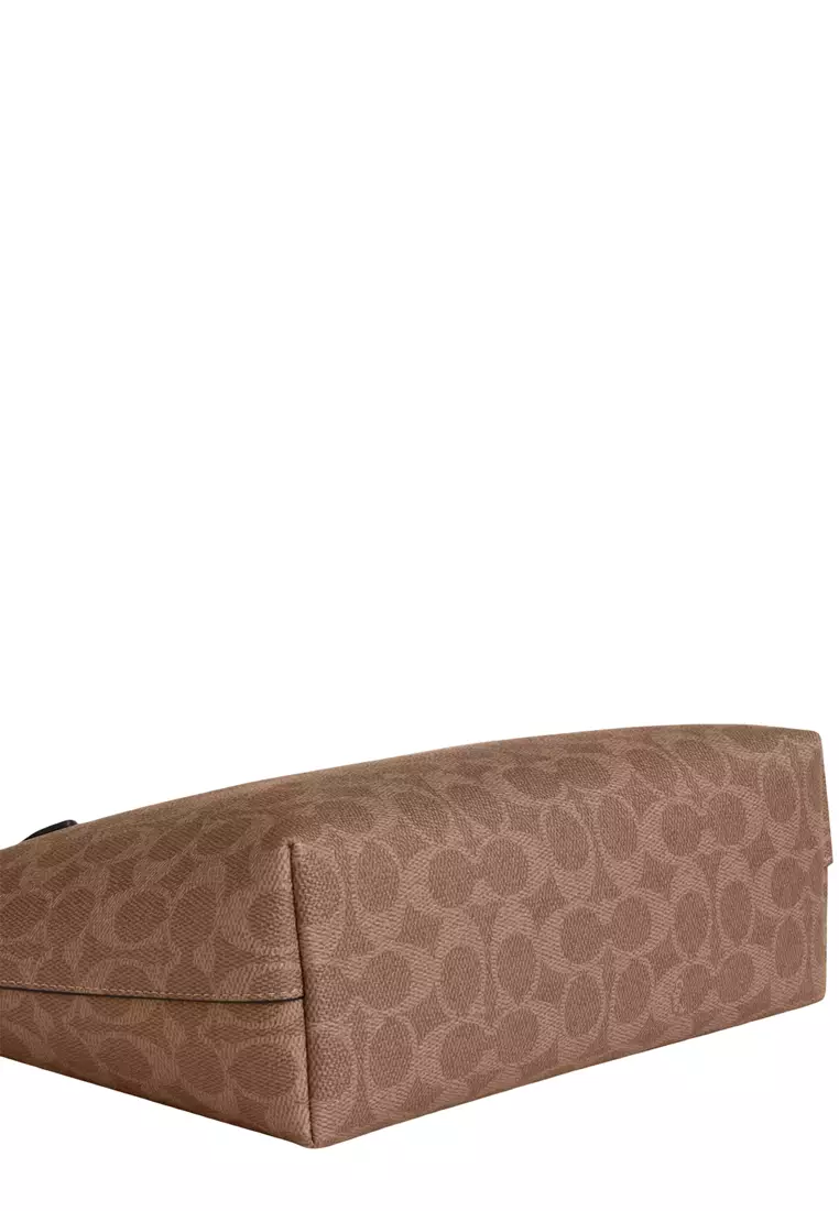 Fiona Zip Tote Bag In Signature Canvas - Tan/ Carnation CBT18