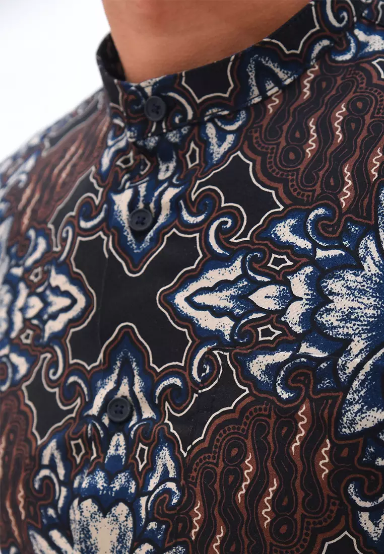 MANZONE Kemeja Batik Shangai Lengan Panjang INDRAYANA - BLACK