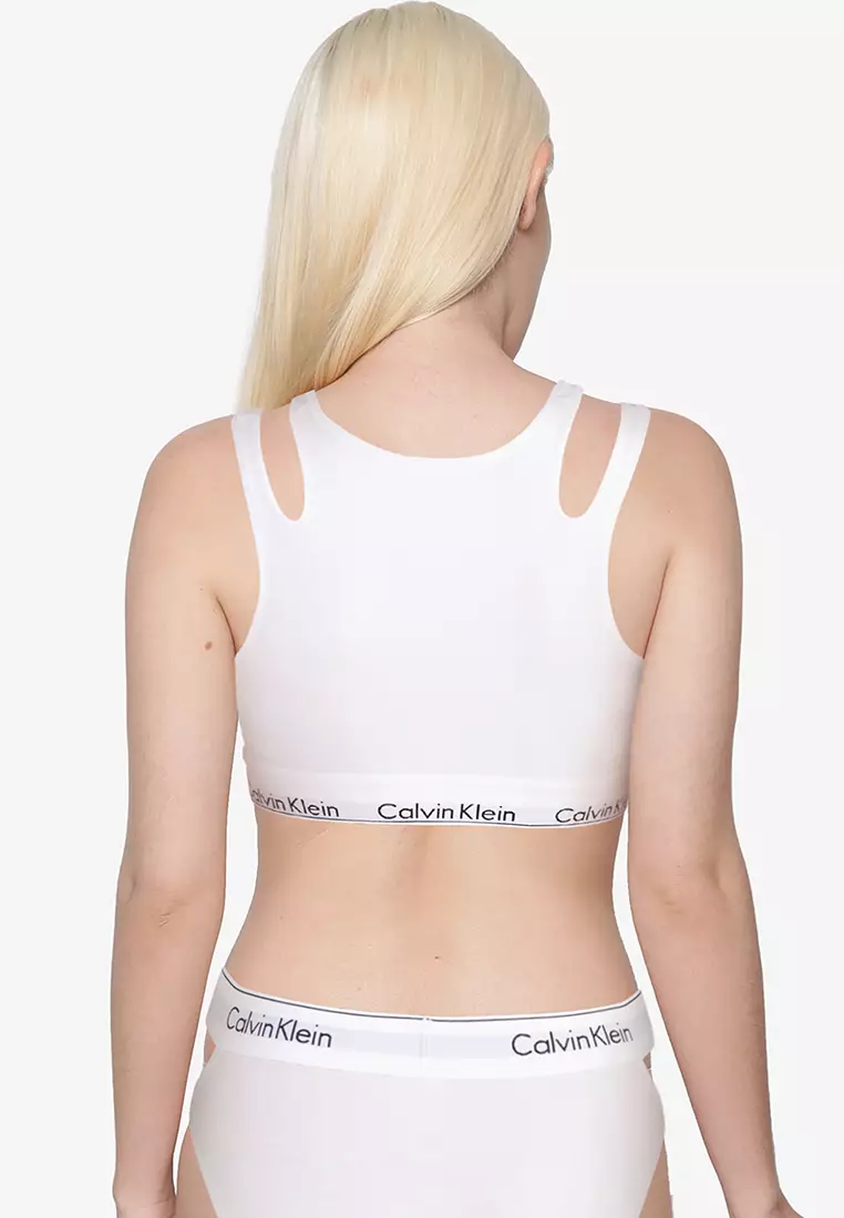 Calvin Klein - Girls White & Blue Cotton Bra Tops (2 Pack
