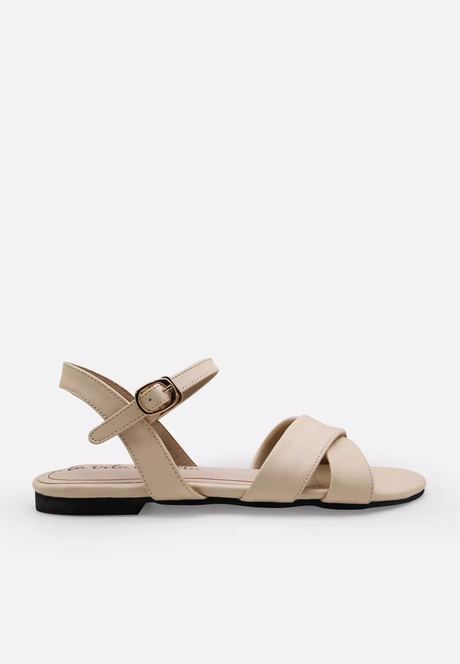 Sunny Ankle Strap Sandal Flat Wanita Vegan Leather