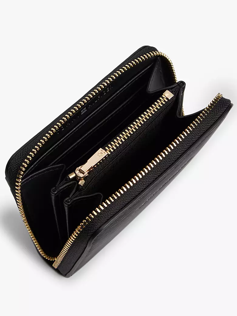 Tommy Hilfiger - Metallic Logo Zip- Around Textured Wallet