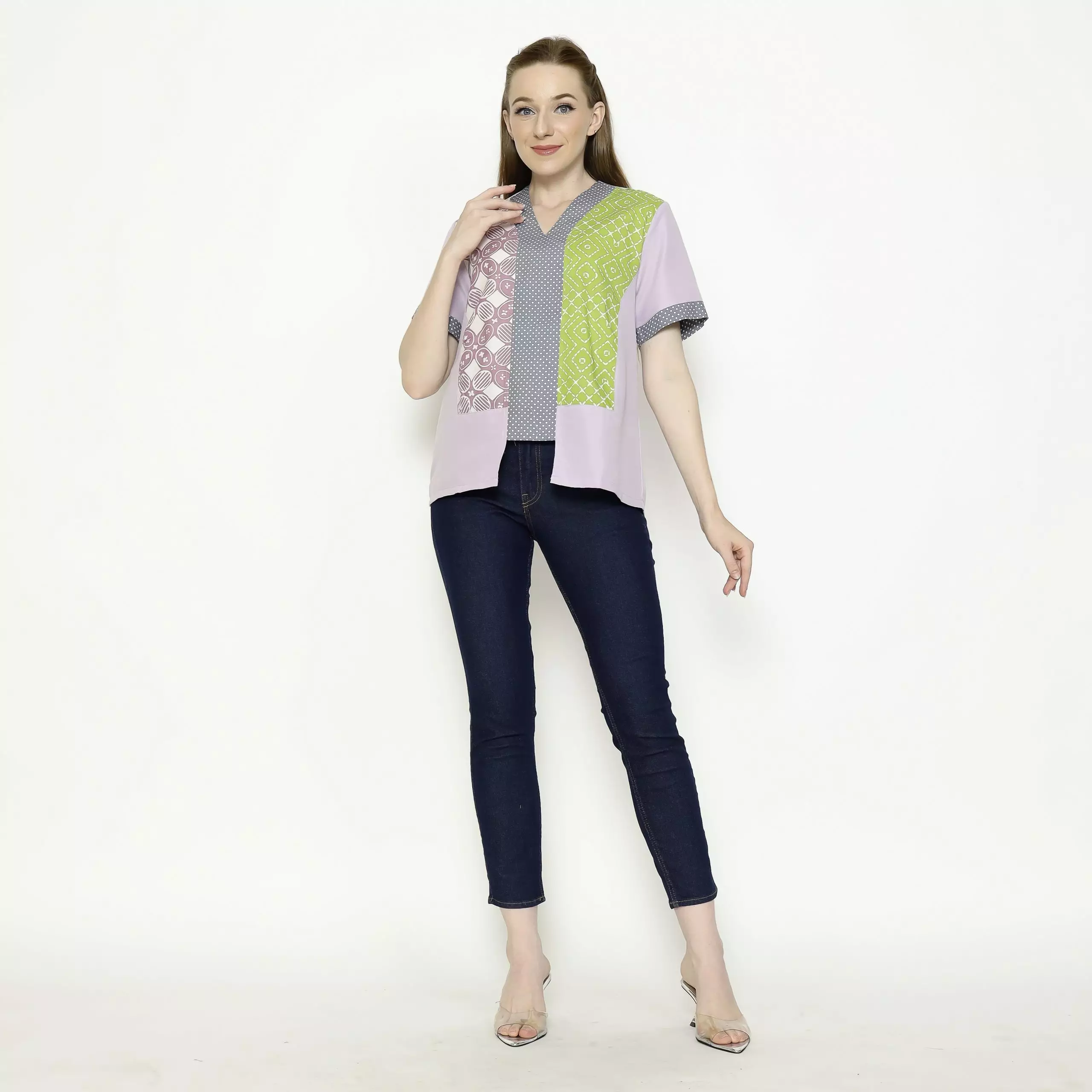 Blouse Batik Wanita - Bhatara Batik Michela - Atasan Batik Modern Lengan Pendek