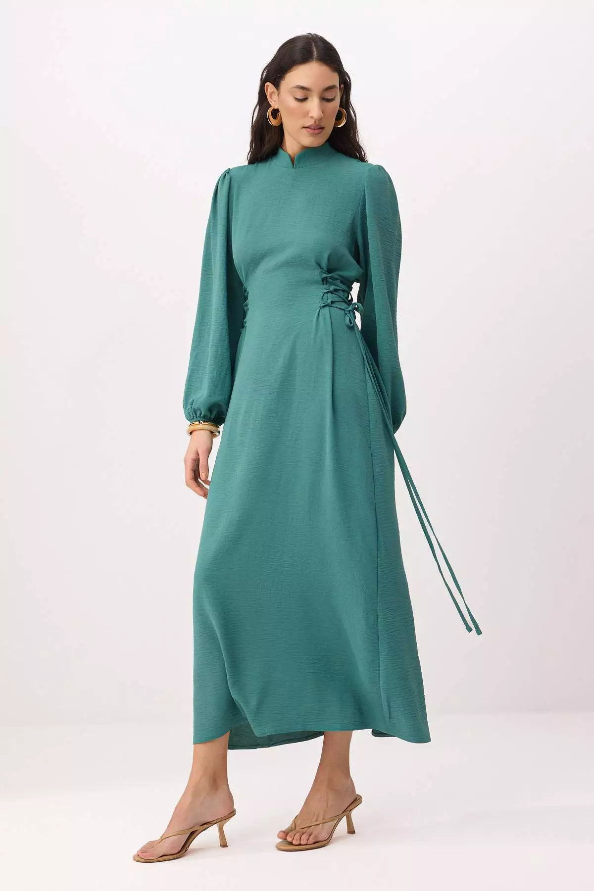 Petrol Unlined Plain Woven Dress&Jumpsuit Aerobin Hijab Dress Tctss25Eb00082