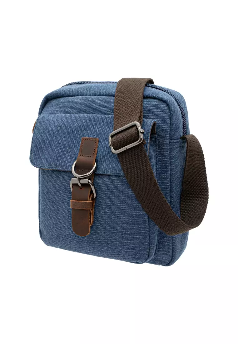 Jack Studio Unisex Canvas Leather Small Crossbody Shoulder Sling Bag BAD 21004