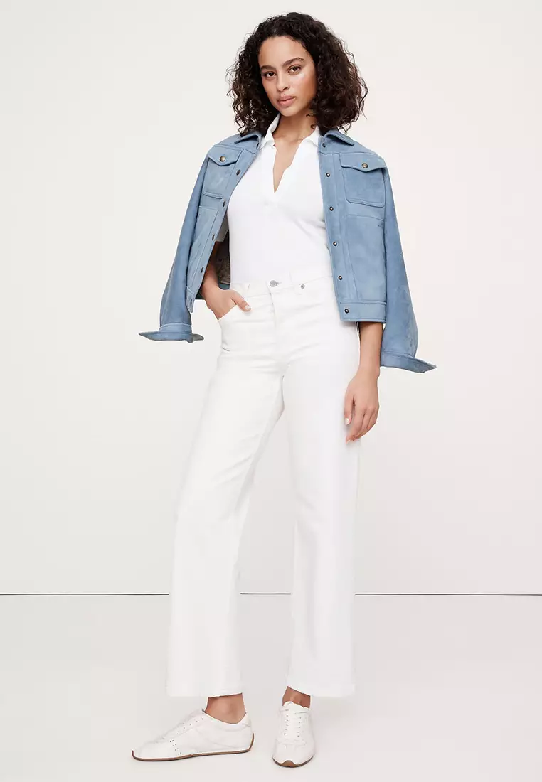 Ribbed Elbow-Sleeve Polo