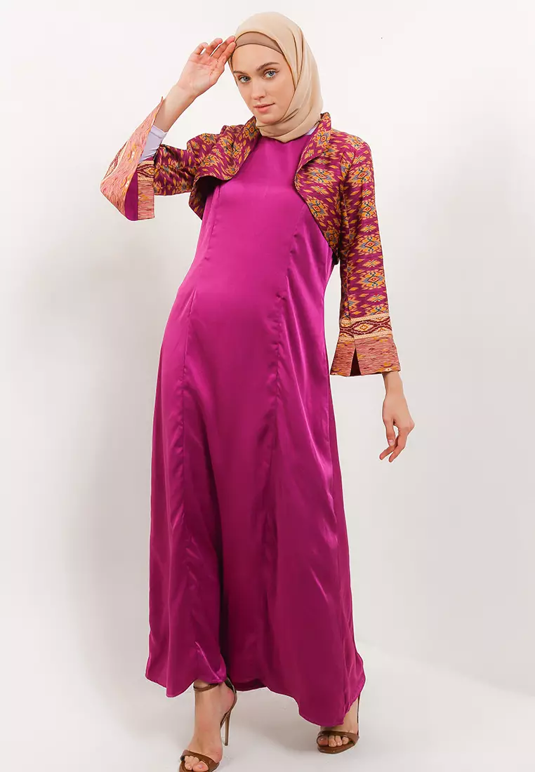 Siona Maxi Dress With Jacket In Pink