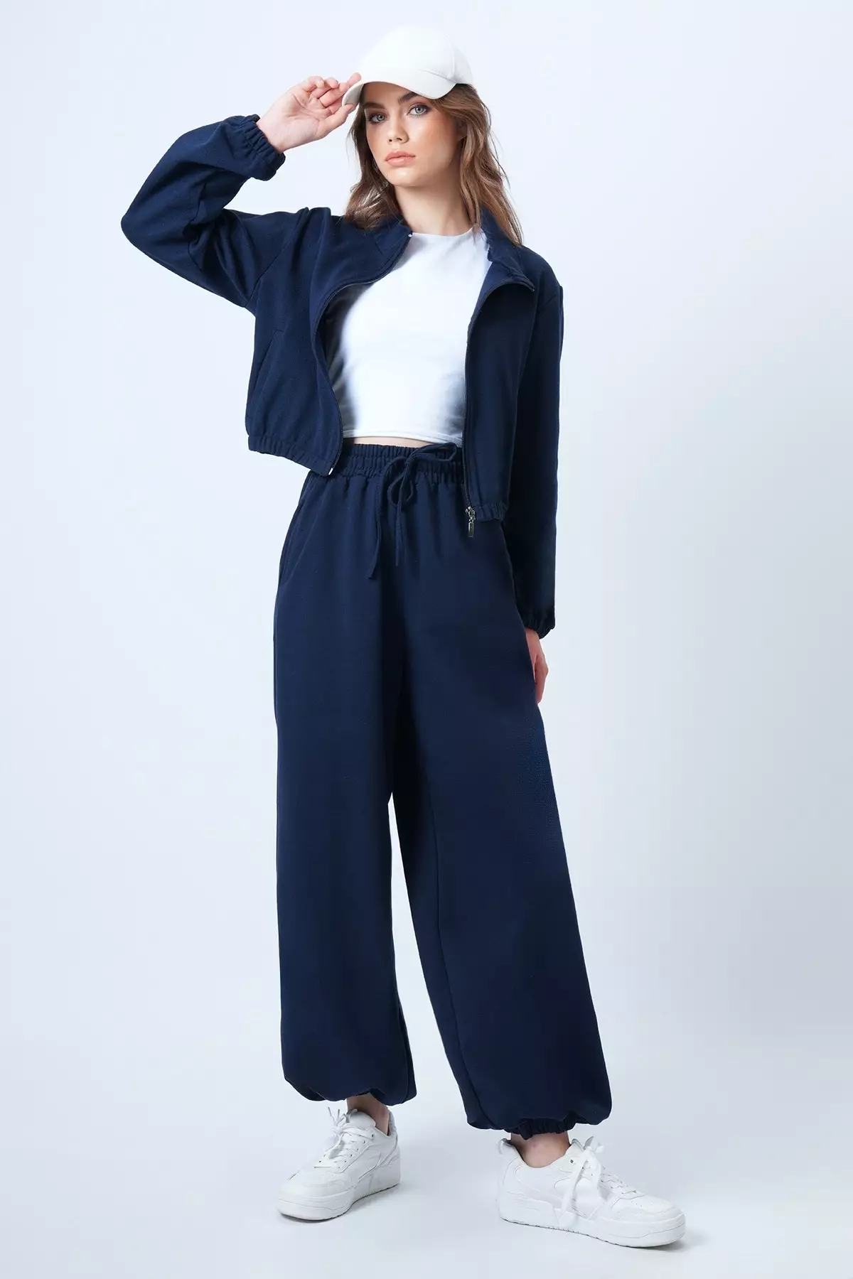 Navy Blue Oversize Jogger Sweatpants Alc-X14610
