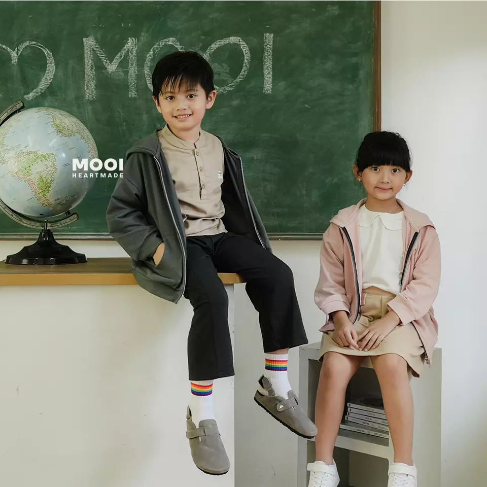 Mooi Atasan Hoodie Panjang Anak Theo Hoodie Jacket - Brown Sand V.1