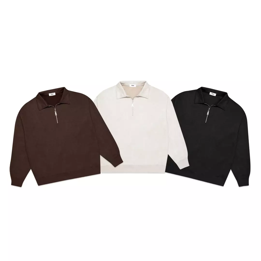 Velvet Quarter Zip Jacket Black