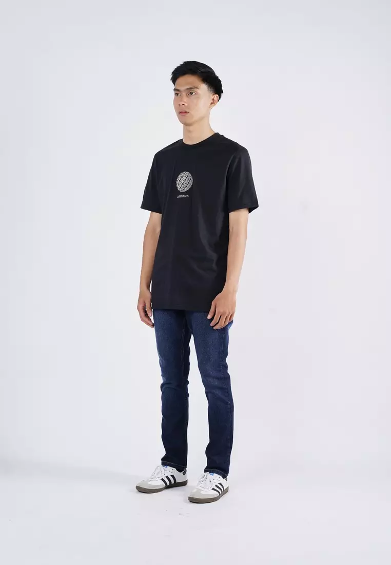 3Second Men's T-Shirt Short Sleeve Regular Fit Logo Script Asher C071024