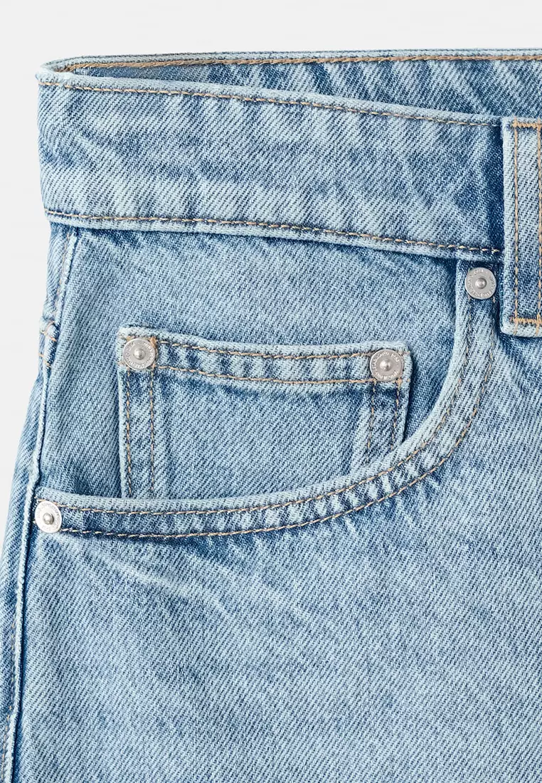 Straight Low-Rise Denim Bermuda Shorts
