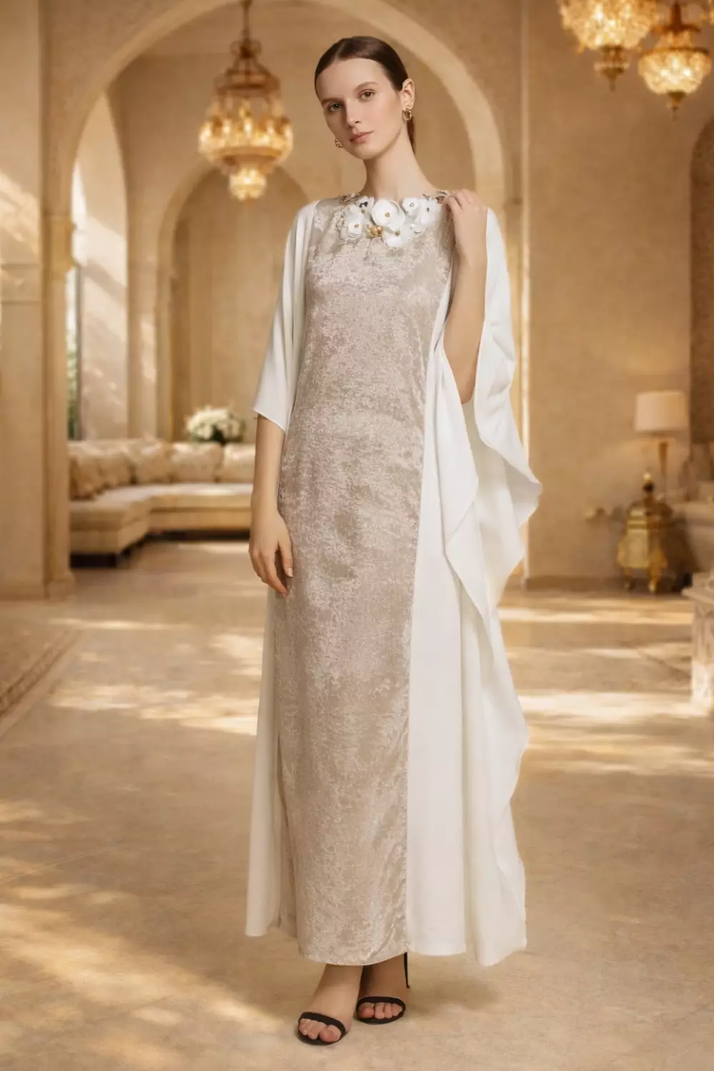 DEMURE&CO - Aliyna Prive’ Cape Sleeve Kaftan in Cotton