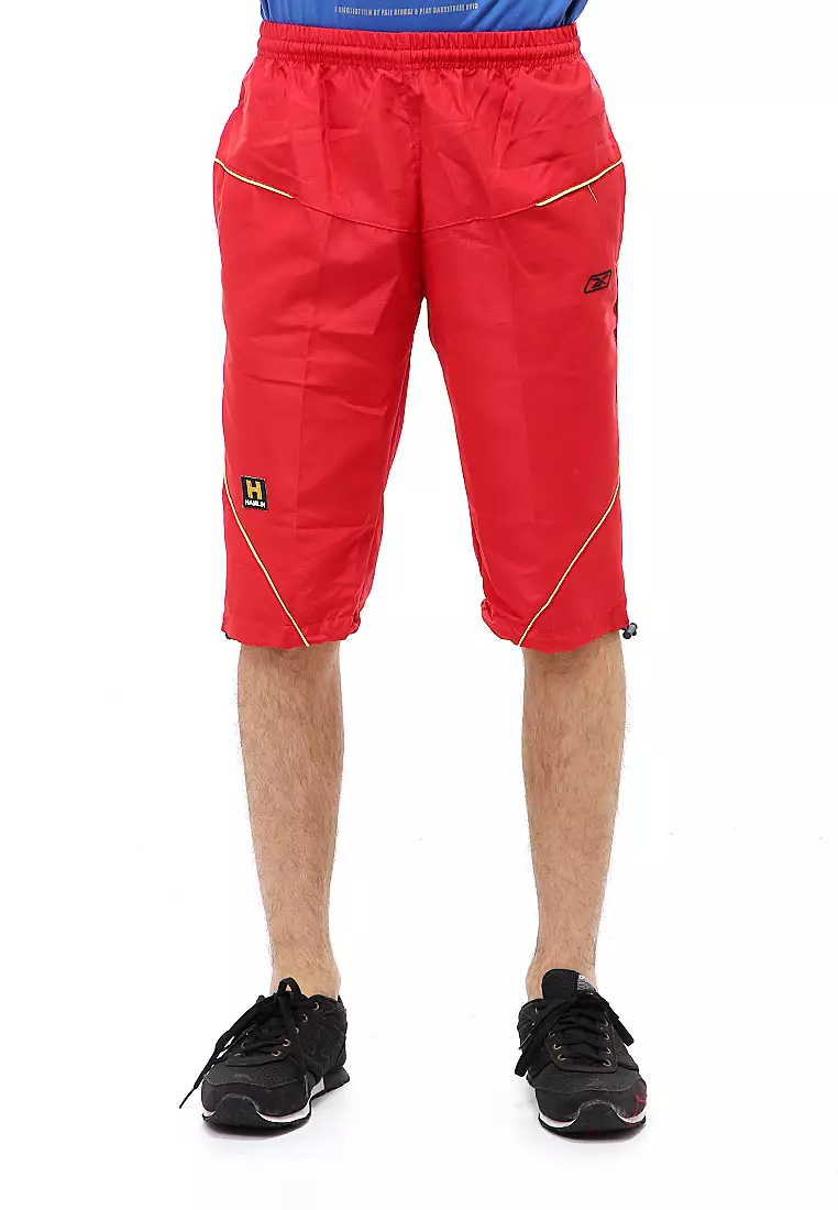 Yume Short Pants Celana Olahraga Pria 3/4 Model Kerut Lutut Material Parasut ORIGINAL - Red Black