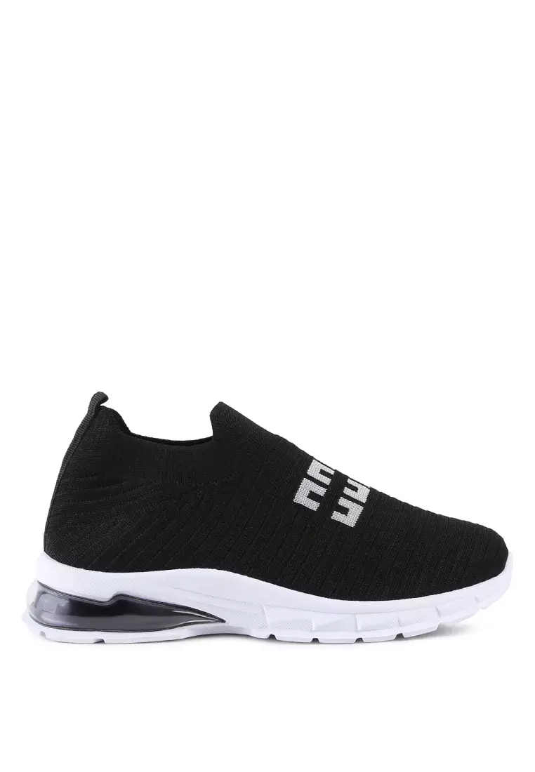 Discount on London Rag  shoes - SKU: Black Knit Active Kid Trainers