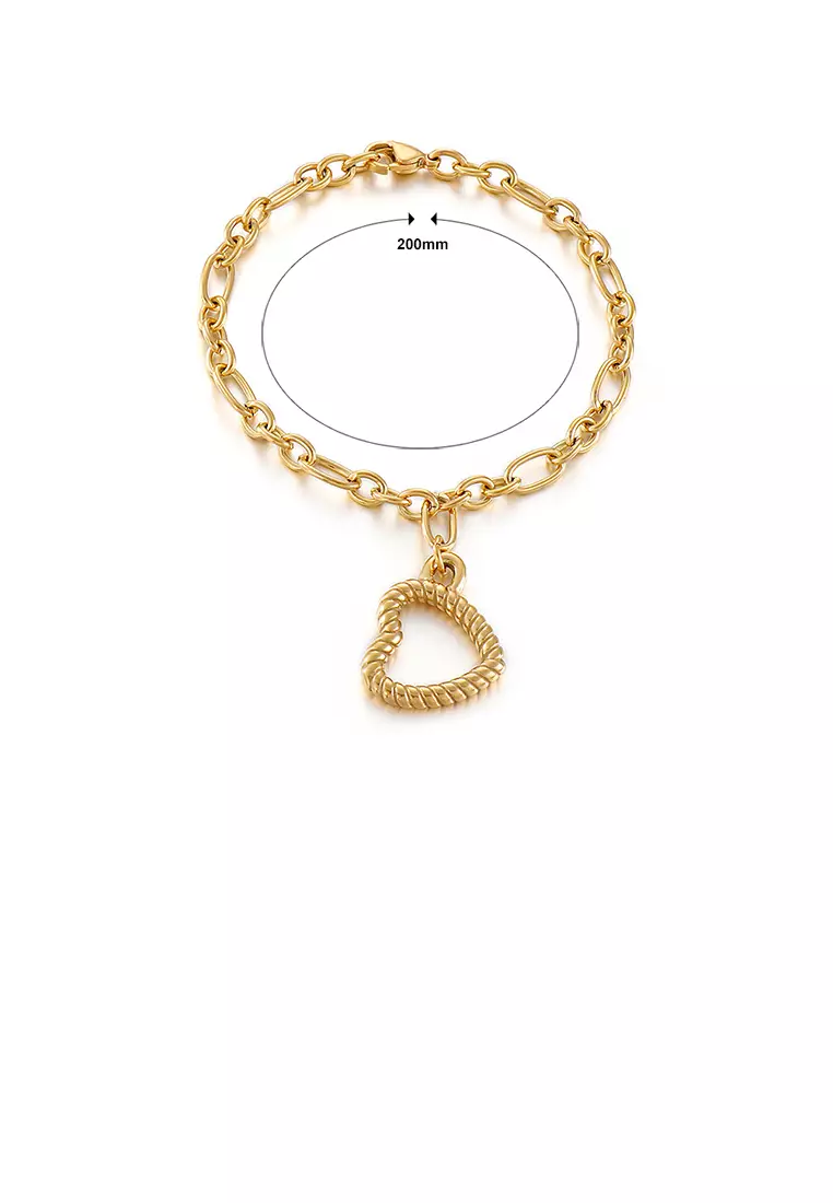 Fashion and Simple Plated Gold Hollow Heart-shaped 316L Stainless Steel Bracelet