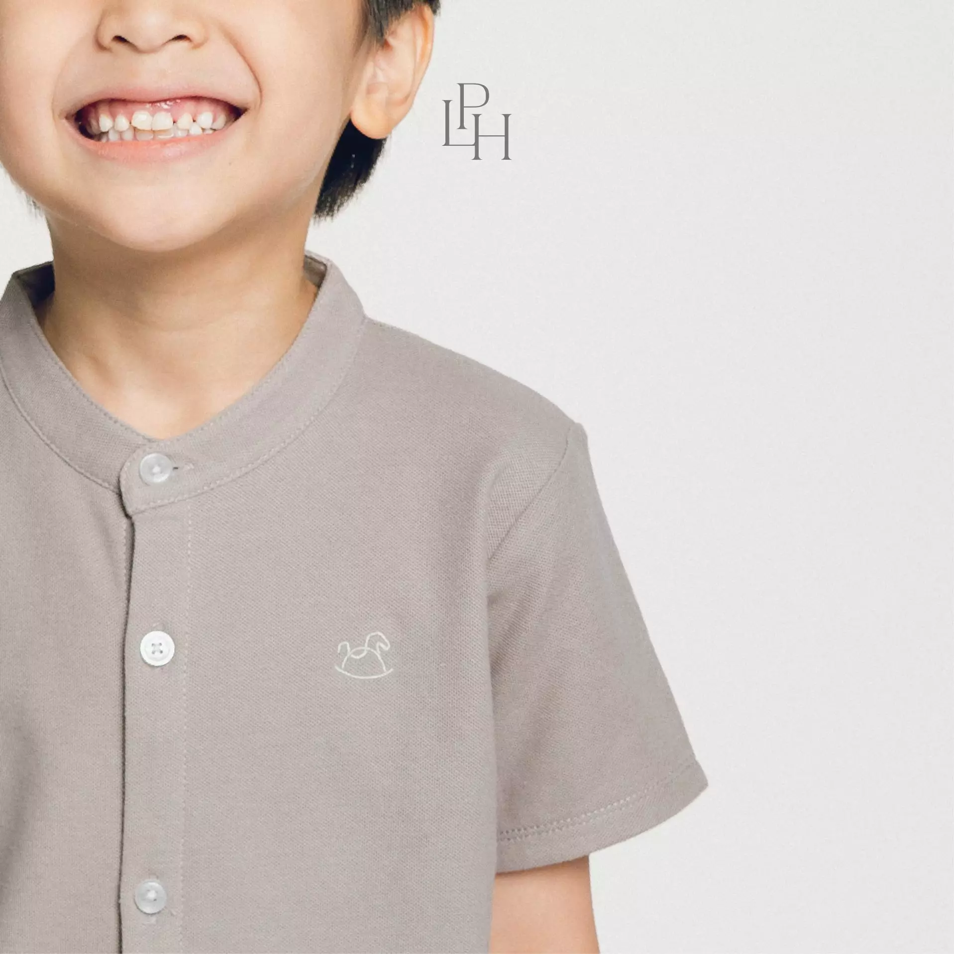 Little Palmerhaus - Button Up Polo 3.0 (Kaos Polo Anak) Stone Grey