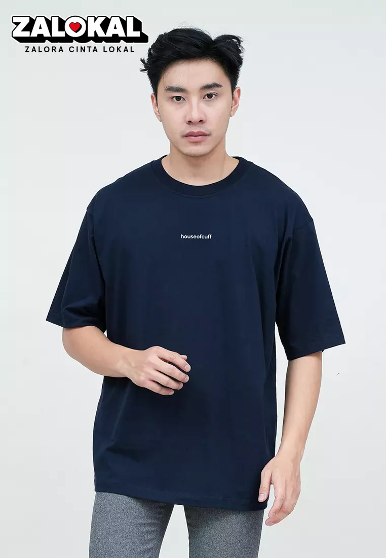 Houseofcuff Kaos Oversized T-shirt Pria Unisex Tebal Oversize Navy