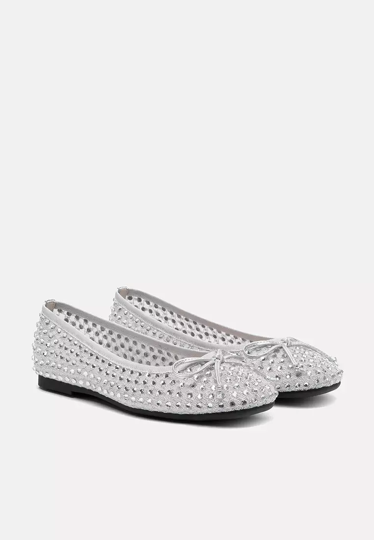 Orlise Crystal Embellished Bow Flats