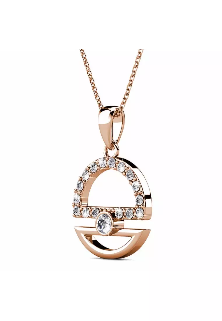 Modern Sphere Pendant Necklace in Rose Gold Adorned with Crystals from SWAROVSKI®