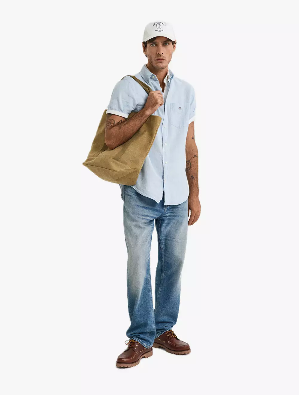 GANT - Pakaian Pria - Reg Cotton Linen Shirt - Fresh Blue