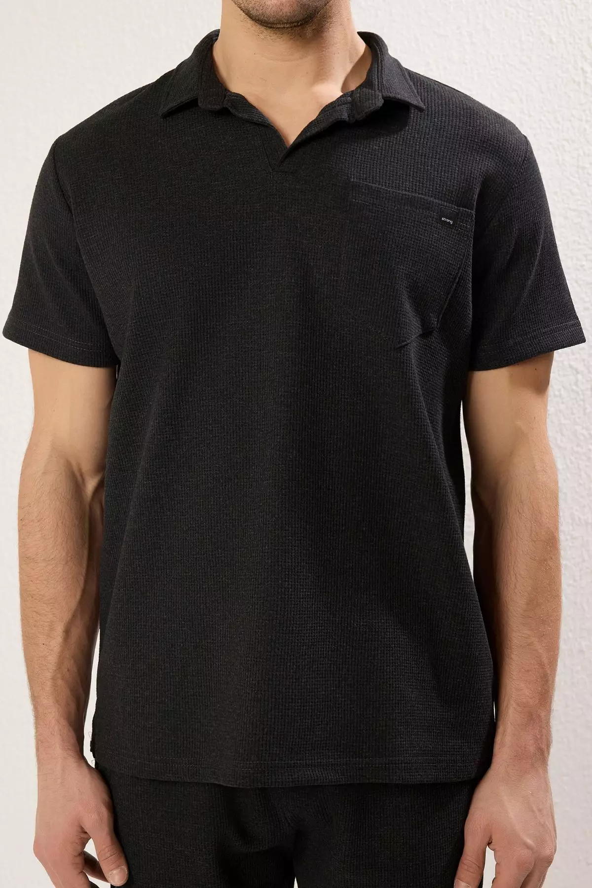 Anthracite Regular Cut Textured Fabric Tagged Polo Neck Tracksuit TMNSS23EM00003