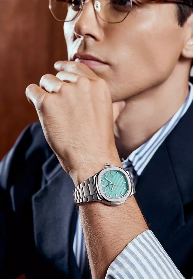 Unisex Quartz Watch, 39mm, Turquoise Dial, Metal Bracelet