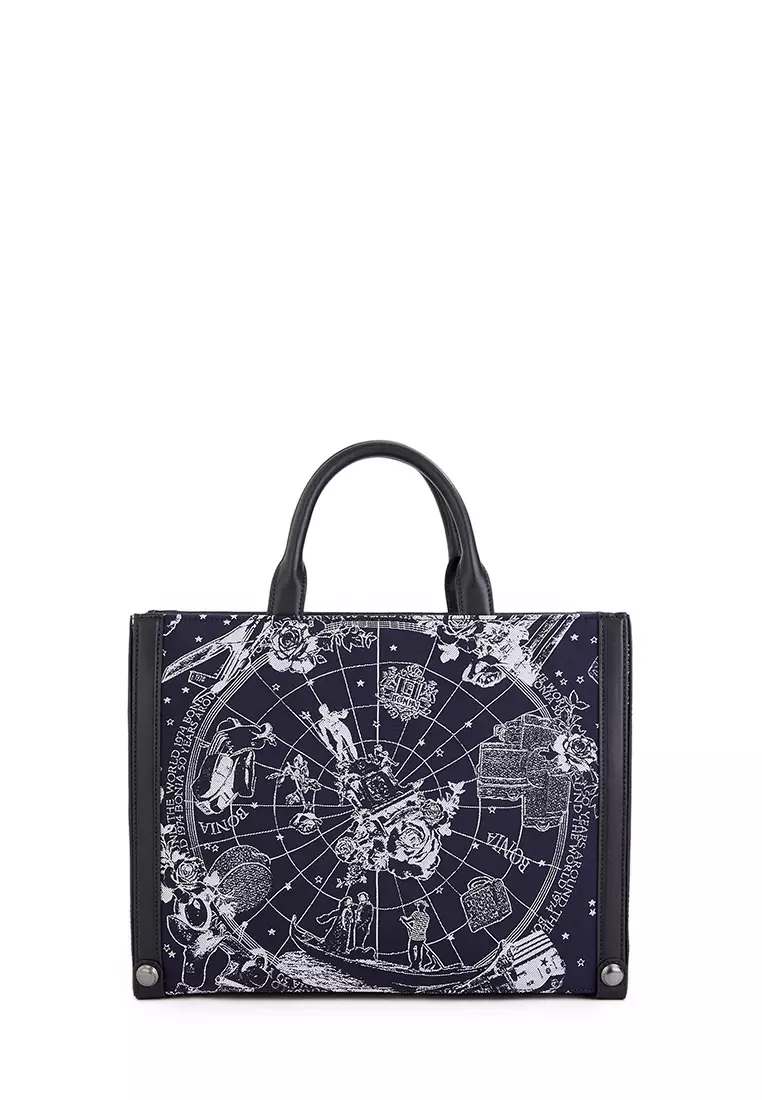 Navy Blue Monde Tote Bag