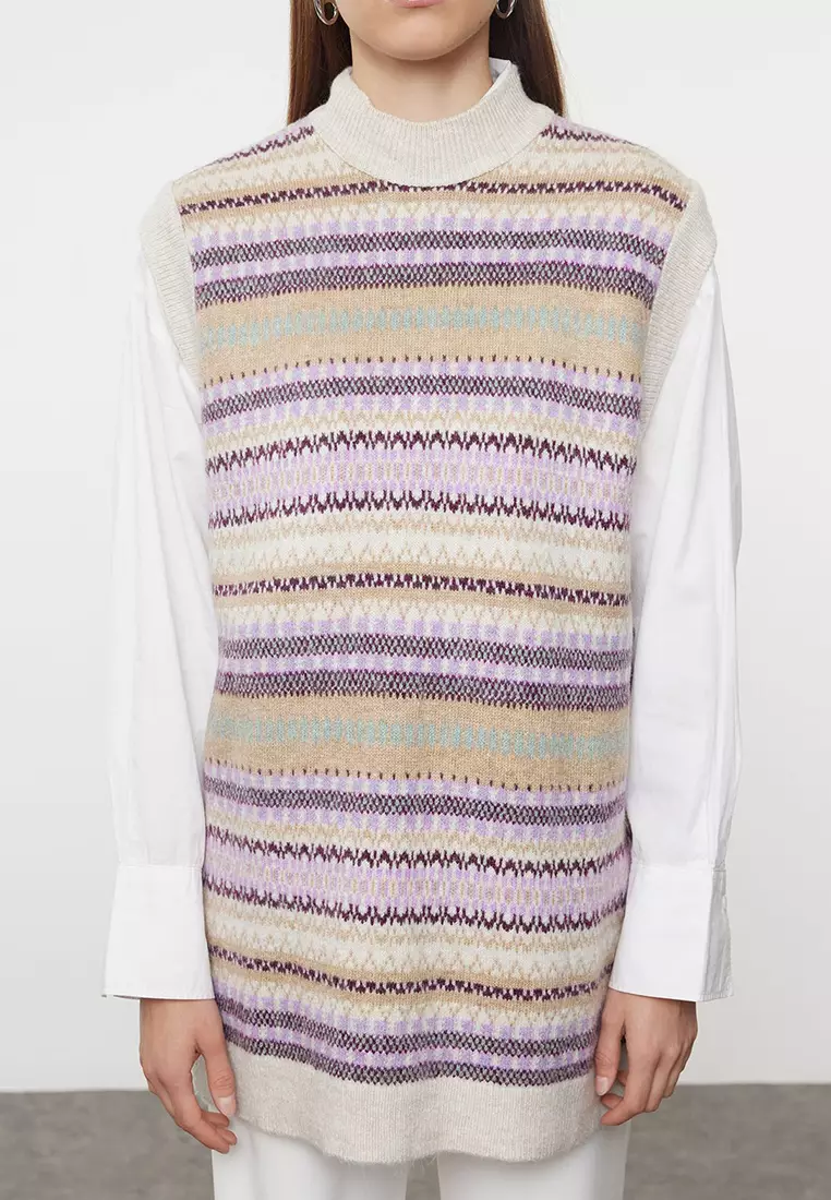 Lilac Patterned Knitwear Sweater Tctaw25Uv00012