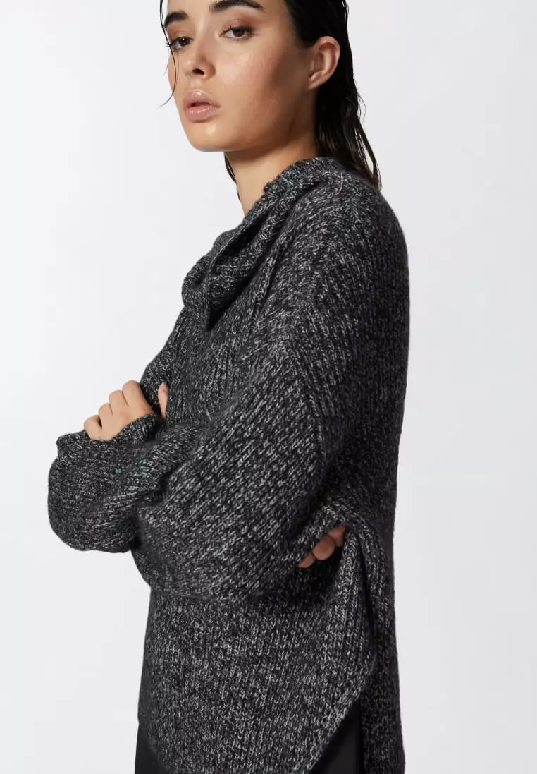 Dual-fabric dress with alpaca-blend sweater