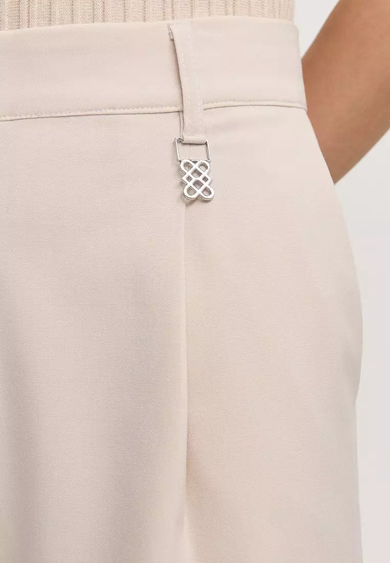 Wide-Leg Trousers - Beige