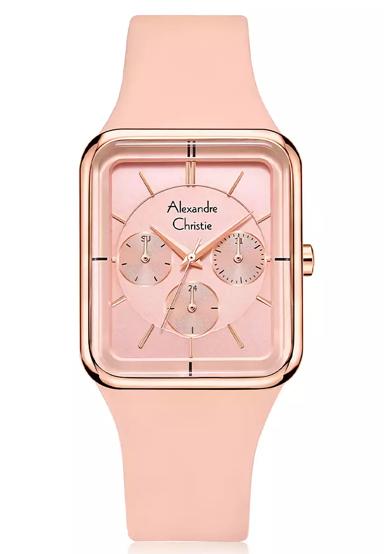Alexandre Christie 2744 BFRRGPN - Jam Tangan Wanita - Pink - Rubber Strap