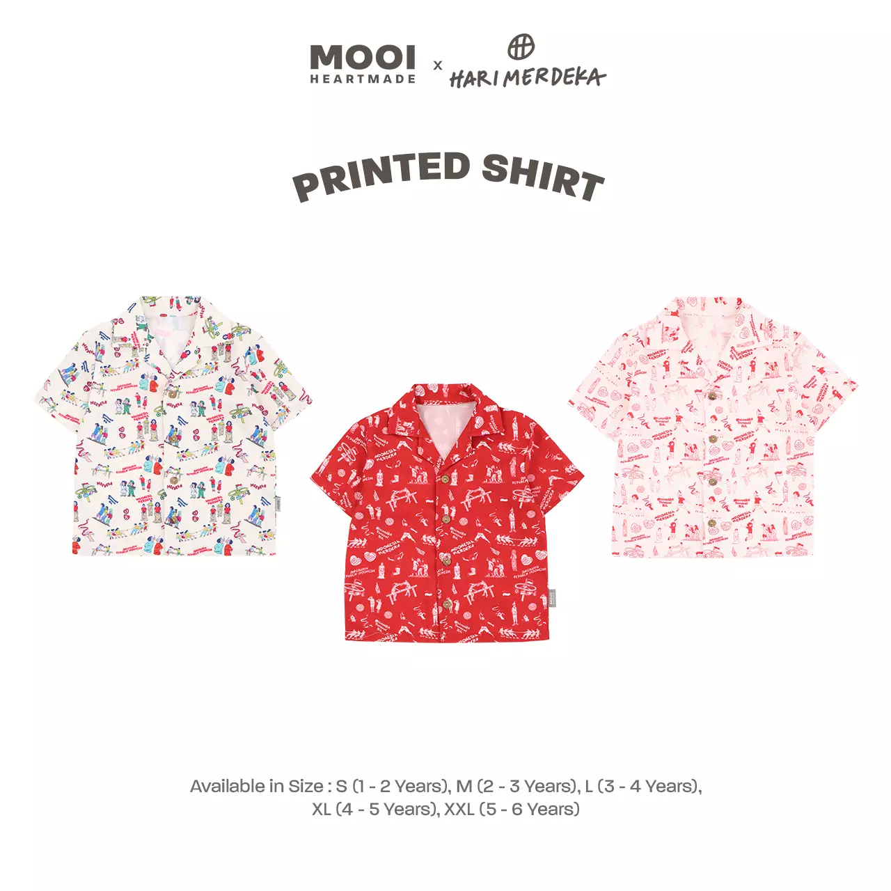 Mooi x Hari Merdeka 17 Agustus Kaos Kemerdekaan Kemeja Anak Printed Shirt - Cream