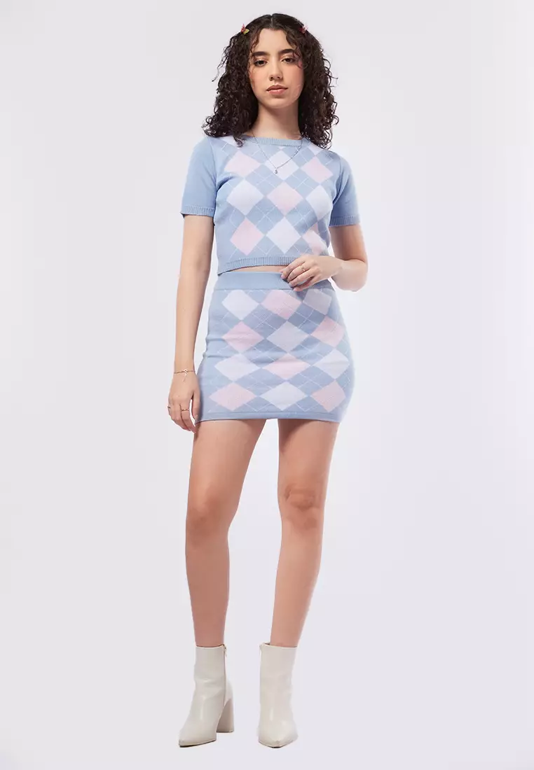 Argyle Pattern Mini Skirt