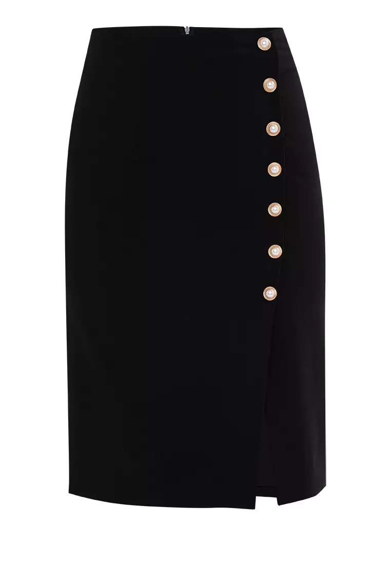 Buy Well Suited Button Accent Pencil Skirt 2024 Online | ZALORA Philippines