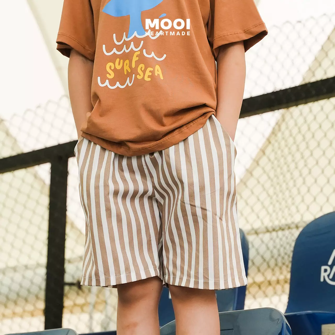 Mooi Celana Pendek Anak Laki-laki Aaron Striped Pants - Khaki