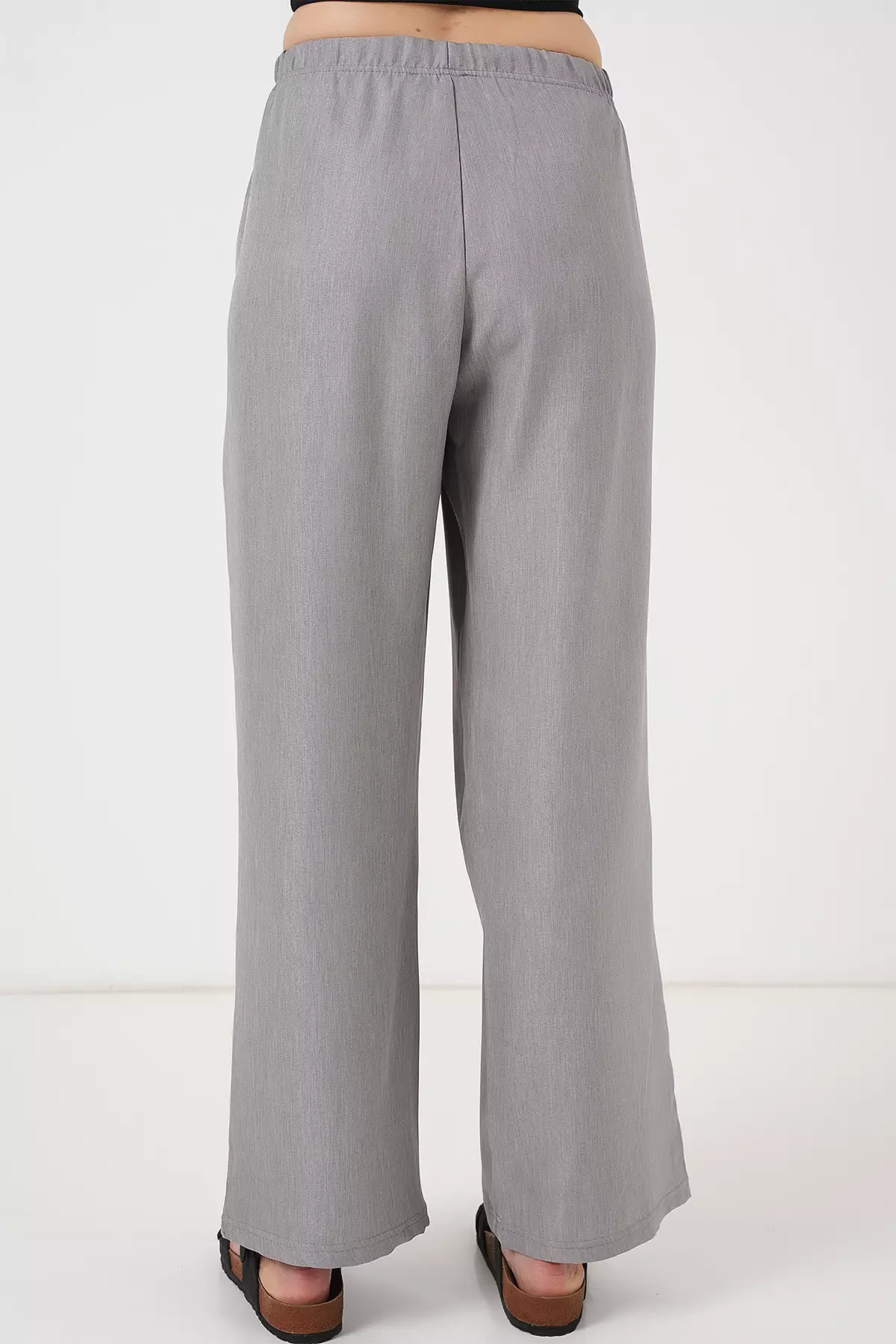 Wide Leg Linen-Look Trousers