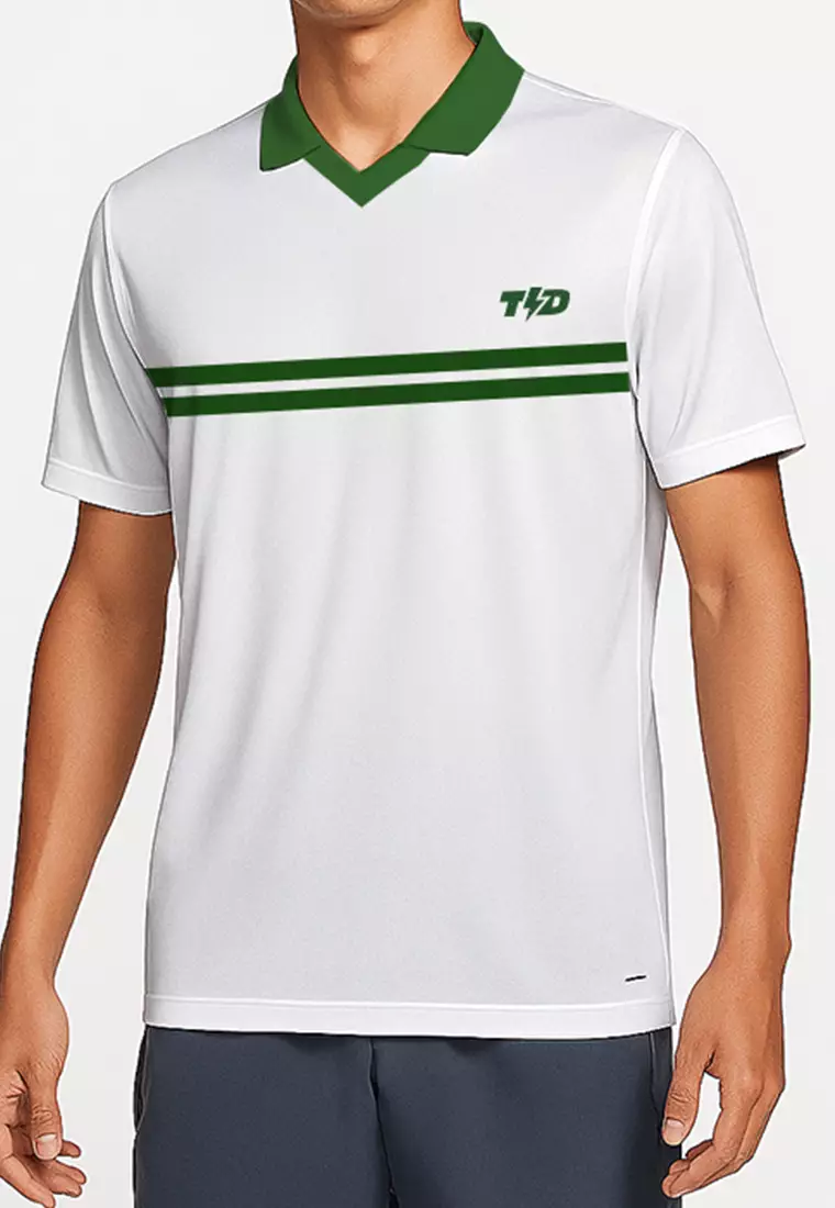 MSB05 Jersey Padel Pria Polo Kaos BreatheLite "putih hijau"