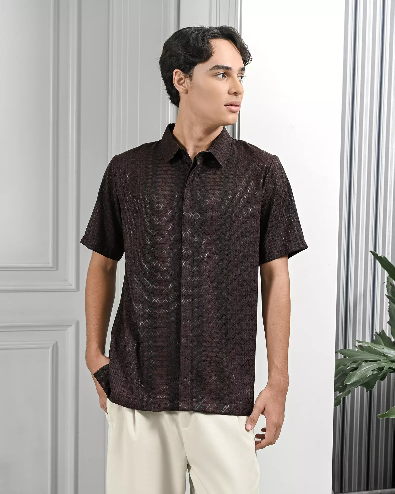 KASEP MADANA SHIRT / KEMEJA PRIA / BAJU LEBARAN - WINE