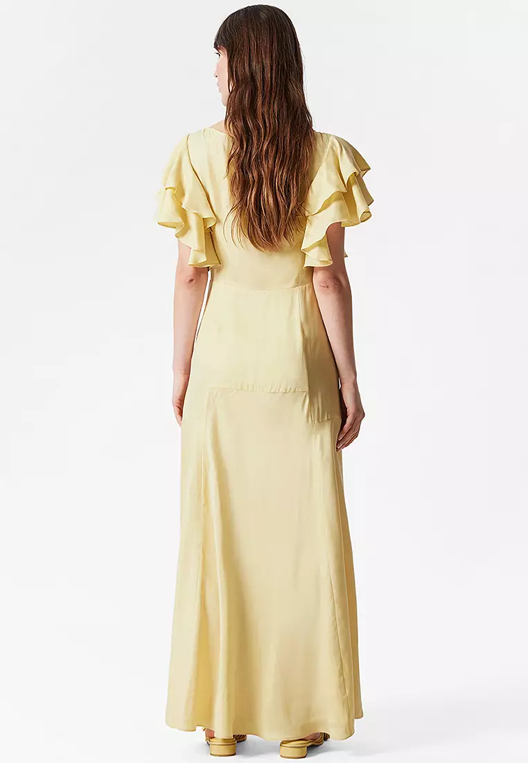 Frilled Satin Maxi Dress
