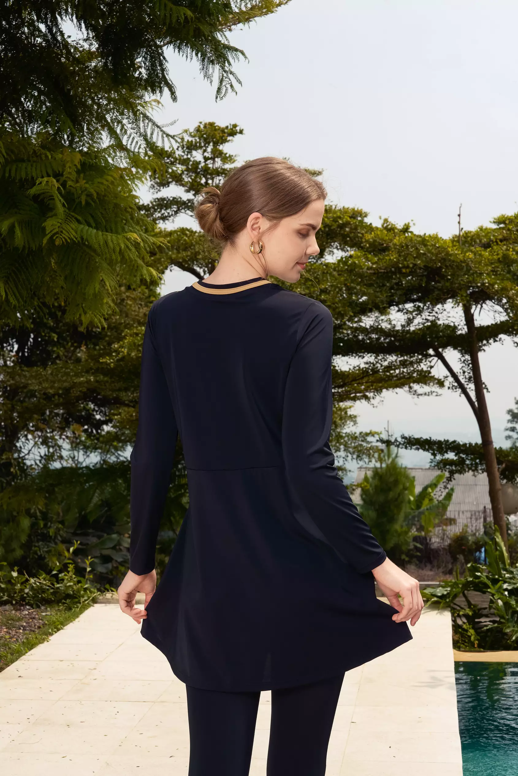 Gold Foil Modest Swimset - Black Gold