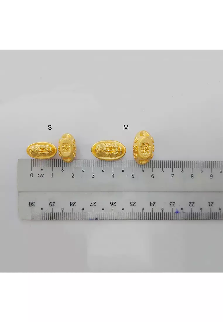 999.9/24K Pure Gold 3D Ingot Turtle Charm B626 (S Size)