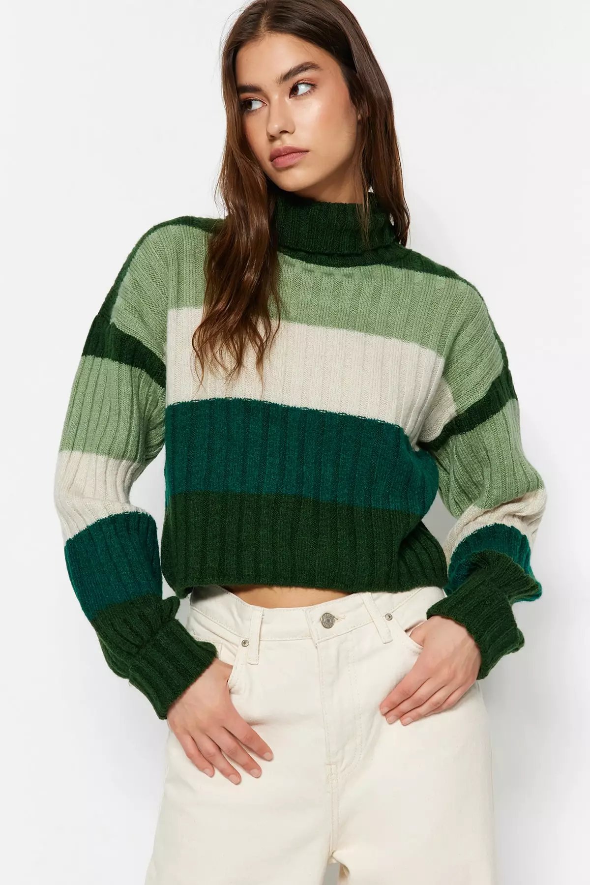 Color block crop sweater deals