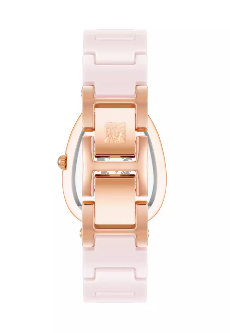 Anne Klein  AK5012RGBH0000 Rose Gold Tone Oval Watch with Blush Dial and Premium Crystals On The Bezel